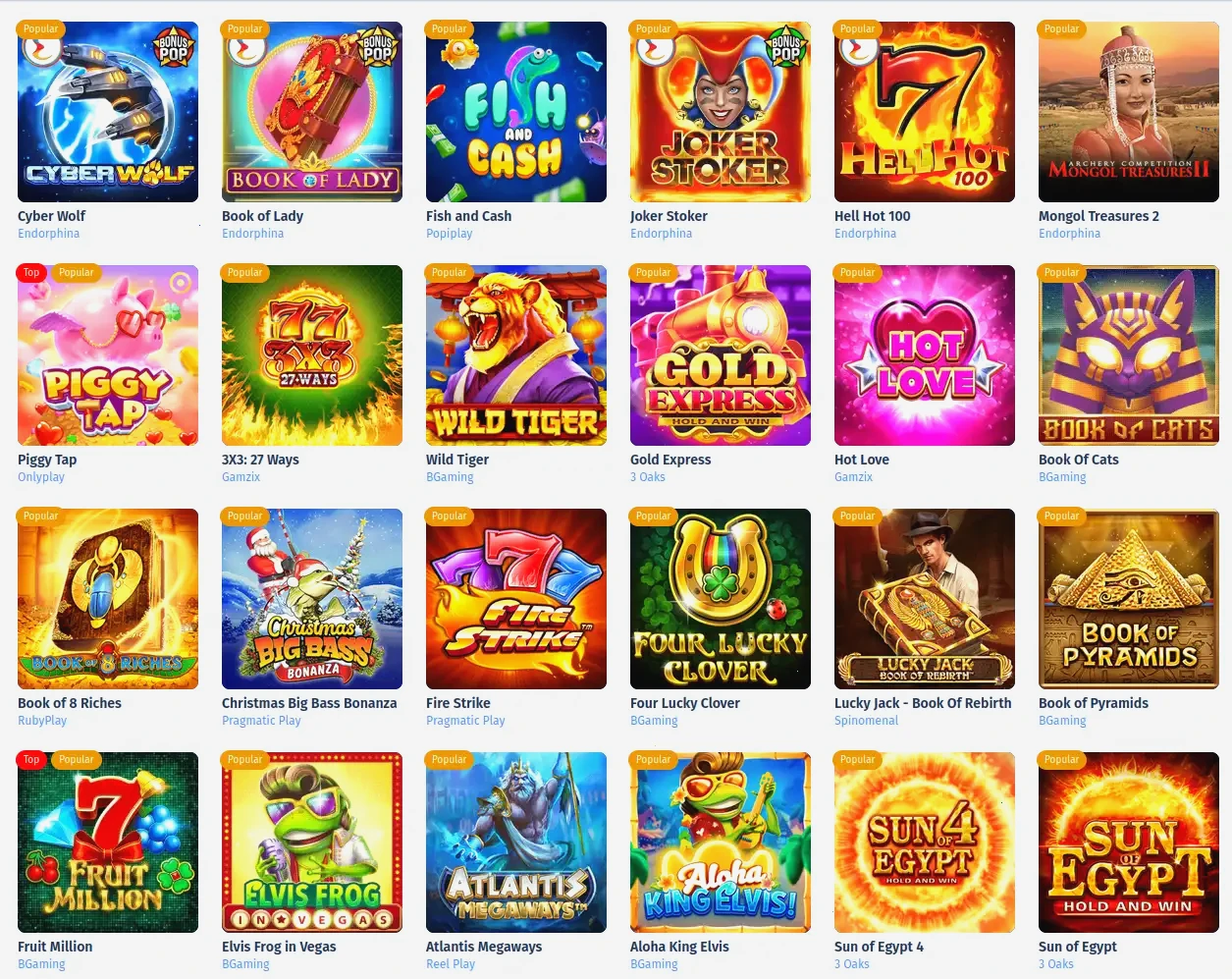 Vox Casino Spielangebot
